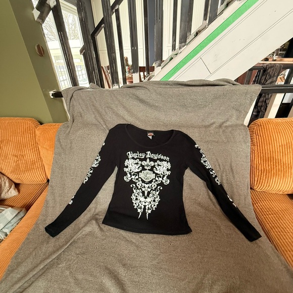 Harley-Davidson Tops - Harley-Davidson Black Shirt with Orange Logo